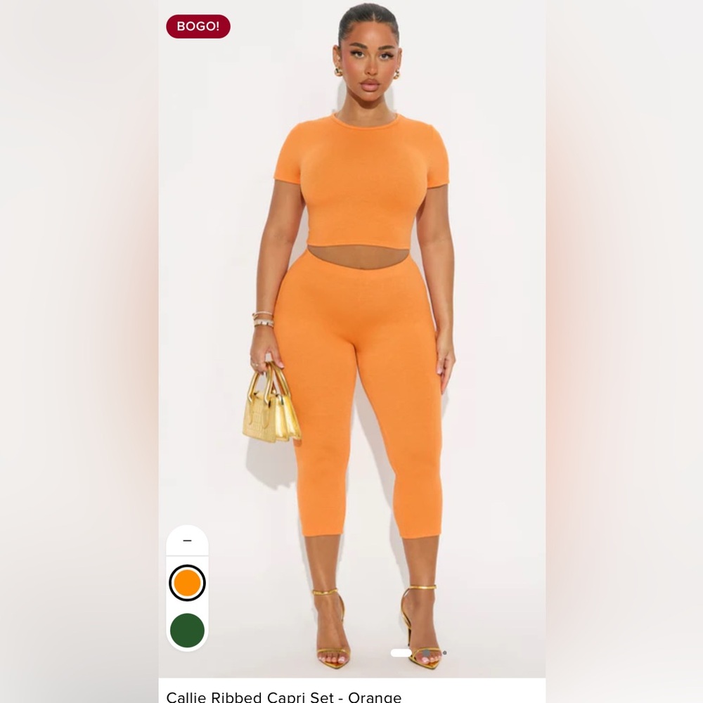 Fashion Nova Orange Capris Set